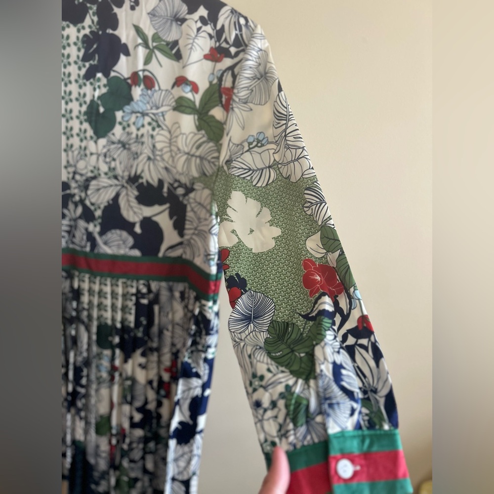 Dalia MacPhee | Tie Neck Printed Midi Dress, Size L - Picture 14 of 16